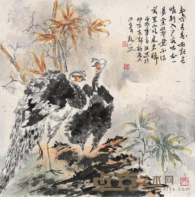 易峰 2006年作 双鸟 镜心 66×65cm