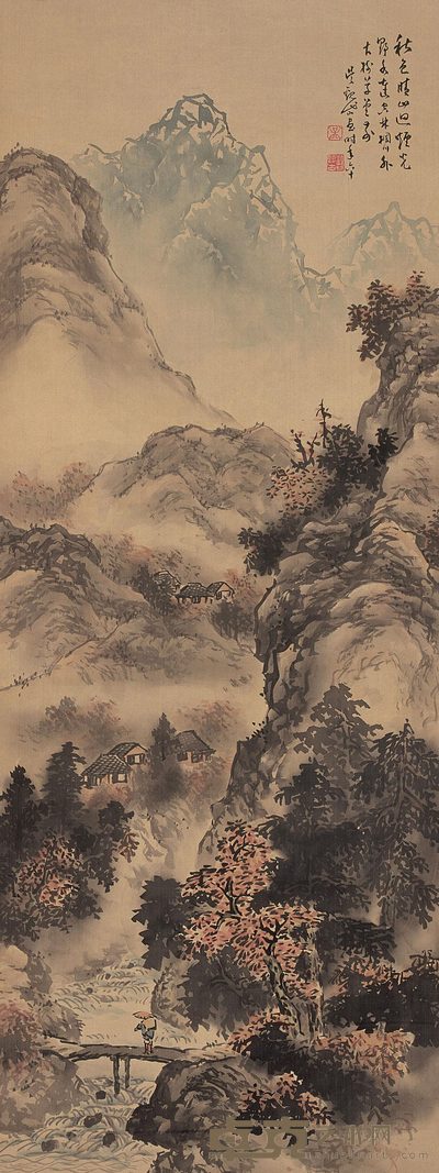 吴观岱 1922年作 秋色 轴 108×41cm