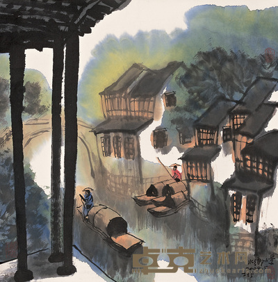 张士增 2004年作 水乡小景 轴 68×68cm