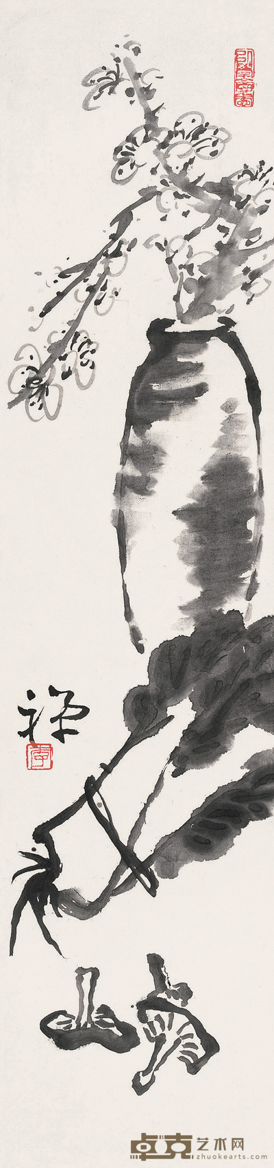 李苦禅 梅蔬图 轴 69×16cm