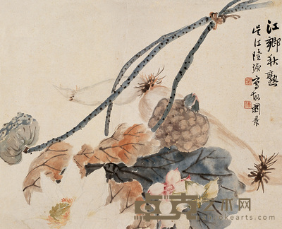 陆恢 江乡秋熟 片 33×41cm