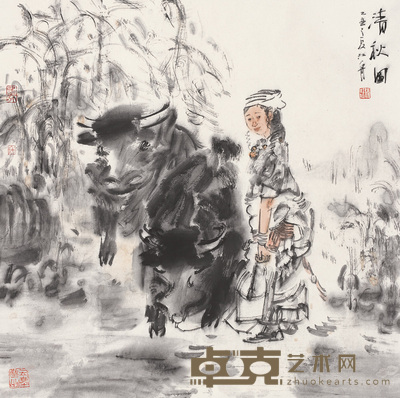 张江舟 2005年作 清秋图 镜心 69×69cm