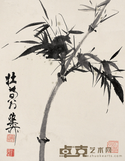 谢稚柳 墨竹图 轴 55×42.5cm