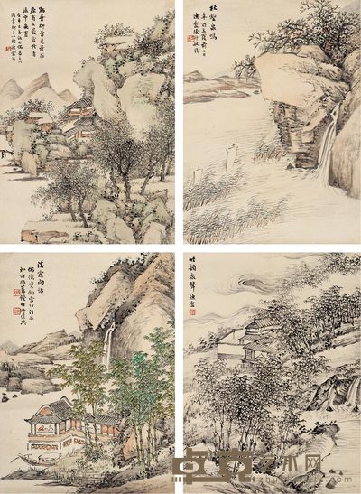徐行敏 四季山水 四屏 39×29cm×4