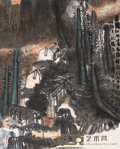 姚鸣京 1997年作 金霞红映 镜心 74×59cm