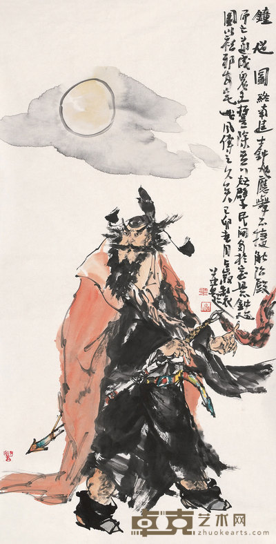 梁占岩 1999年作 钟馗图 镜心 136×68cm