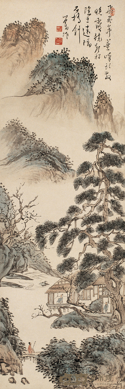 溥儒 溪山访友 轴 100×33cm