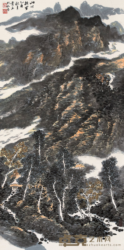 何首巫 2005年作 山川故里 轴 137×68cm