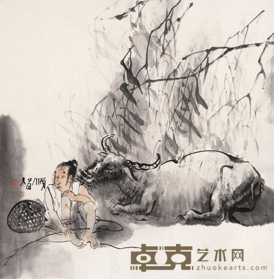 戴顺智 牧牛图 镜心 68×68cm