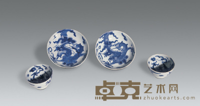 雍正 过肩龙纹杯 托盘 （九套） 杯高4cm；口径6cm；托盘直径10.5cm