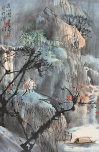 陈玉圃 2001年作 观山图 镜心