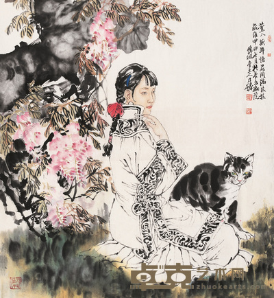 谭乃麟 2004年作 少女 镜心 96×88cm