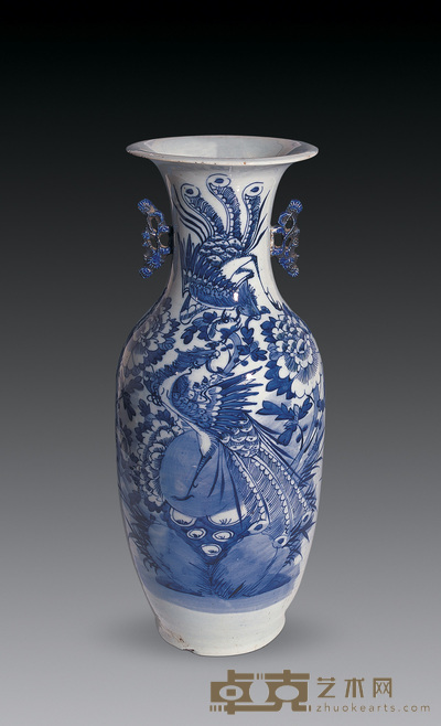 清 青花凤凰牡丹 高56cm；直径20.5cm