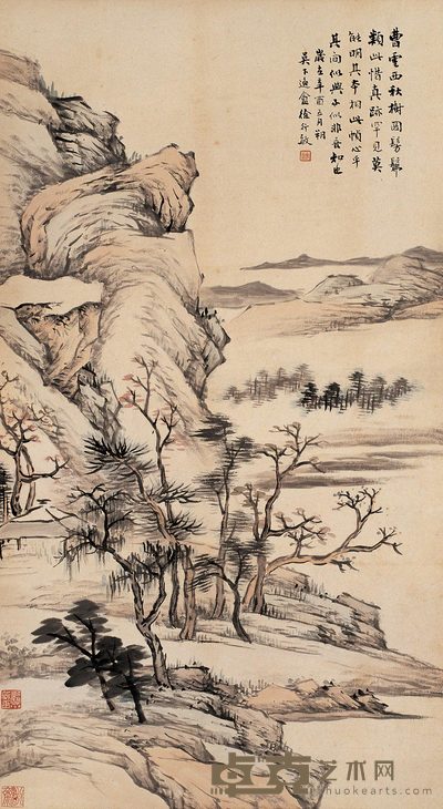 徐行敏 溪山秋树图 轴 88×47cm