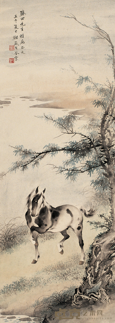 戈湘岚 神驹图 片 86×31cm