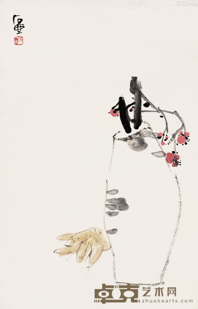 陈子庄 瓶花 轴 53×35cm