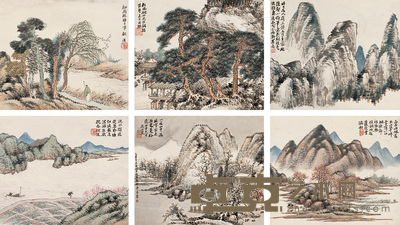 吴滔 山水 六屏 28×32cm×6