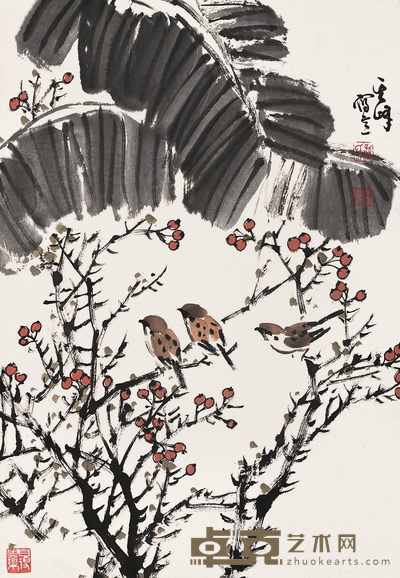 孙其峰 雀登枝头 镜心 69×48cm