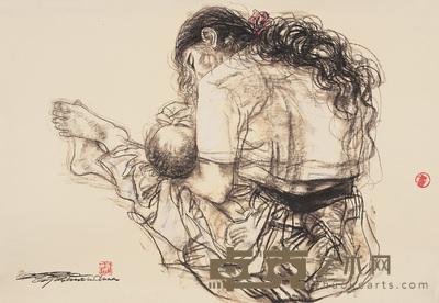 蔡玉水 母爱 镜心 55×79cm