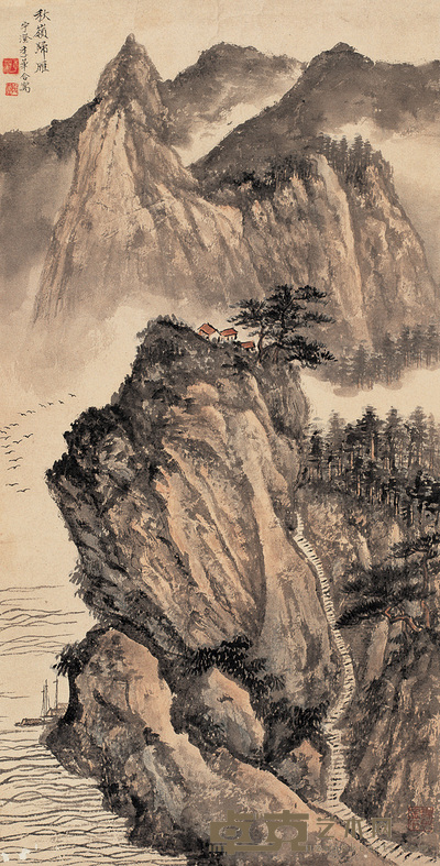 张宇澄 潘季华 秋岭归雁 片 68×35cm