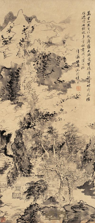 陆俨少 云溪草堂 轴 67×29cm