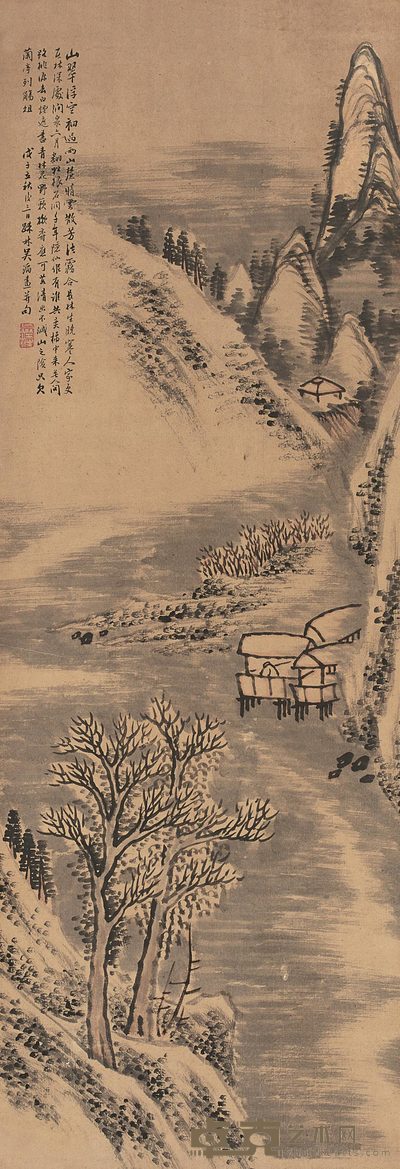 吴滔 1888年作 山翠浮空 轴 122×42cm