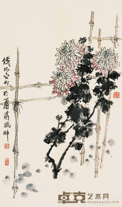 钱松嵒 菊花 立轴 59×34cm