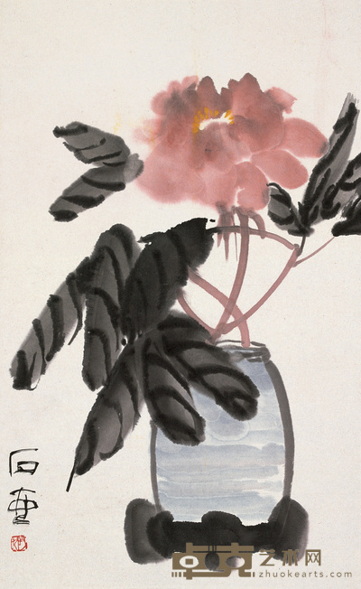 陈子庄 牡丹 立轴 43×27cm