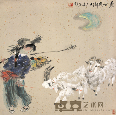 杨力舟 牧归图 镜心 65×66cm