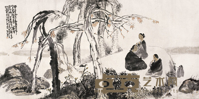 张友宪 松荫仕女图 镜心 121×246cm