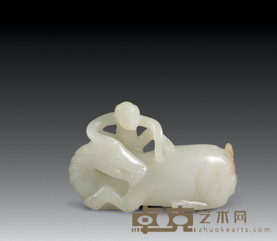 清 白玉马上封侯 长5.7cm