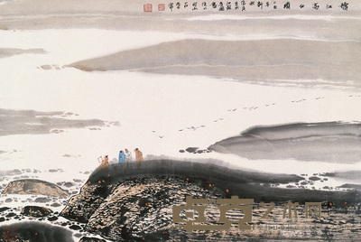 张良 秋江高士图 镜心 45.5×68cm