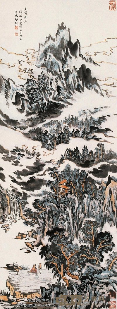 陆俨少 高山流水觅知音 140×53cm