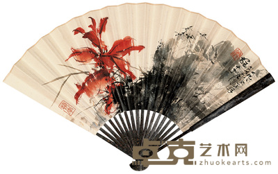 黎雄才 花卉 成扇 