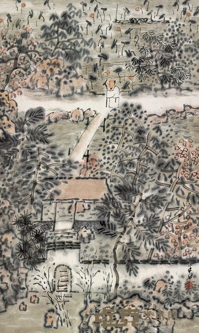 张捷 小桥流水人家 立轴 68×45cm