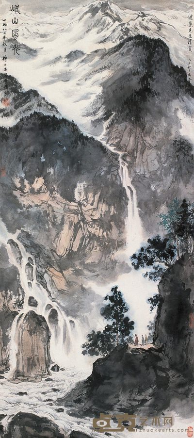 傅二石 岷山风光 立轴 159×70cm
