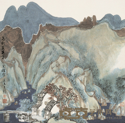 方骏 山居图 立轴 63×63cm