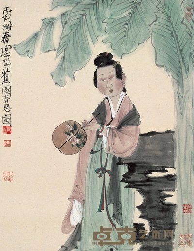 徐乐乐 蕉园春思图 镜心 46×35cm