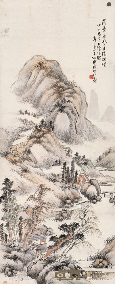申石伽 落叶无岚 立轴 116×47.5cm