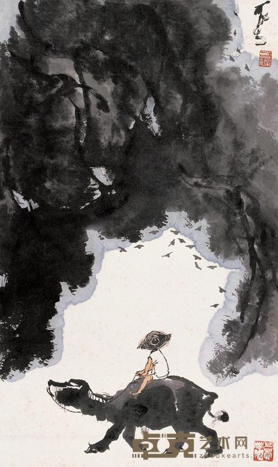 李可染 牧归 立轴 87.5×53cm