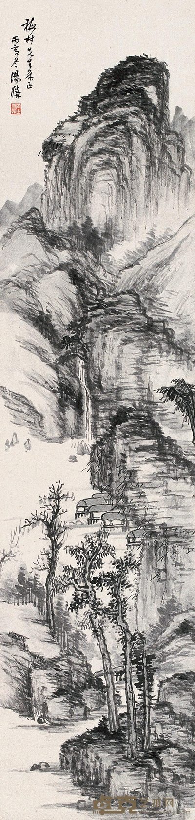 汤涤 山水 镜心 134×32cm