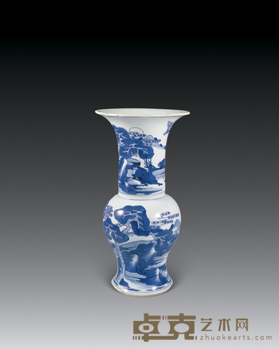 清康熙 青花鹿鹤同春凤尾尊 高46cm