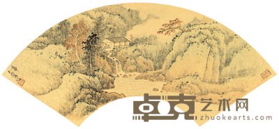 宋玉麟 秋山深居图 镜心成扇 27×48.5cm
