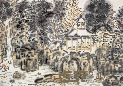 张捷 水边人家 镜心 41×59cm