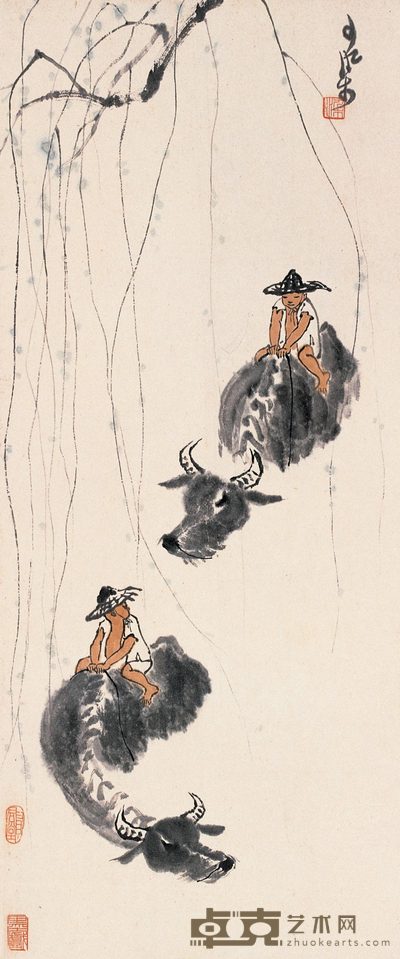 李可染 春中图 立轴 89×37cm