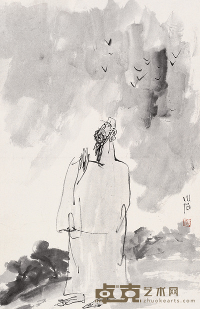 傅小石 人物 镜心 66×43cm