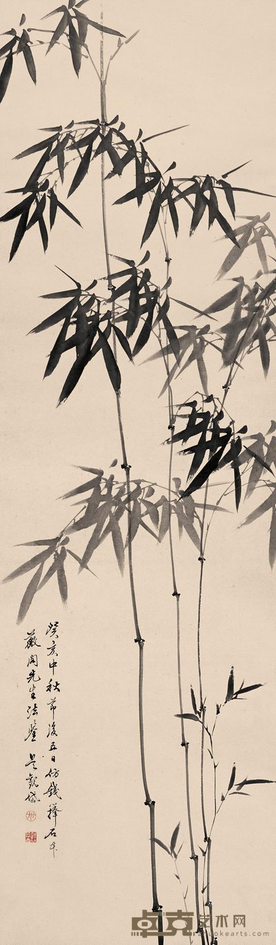 吴观岱 虚心劲节图 立轴 135×40cm