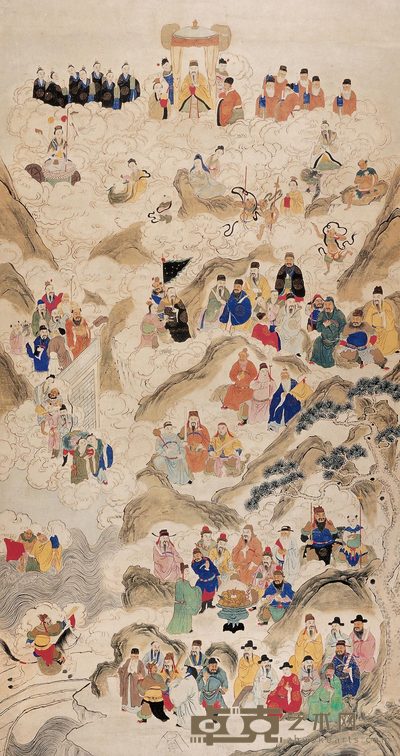 佚名 群仙祝寿图 立轴 142×77cm