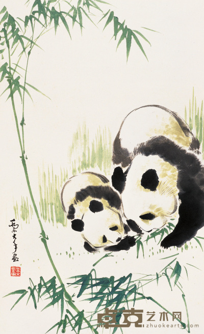 乔木 熊猫绿竹 立轴 60×36cm
