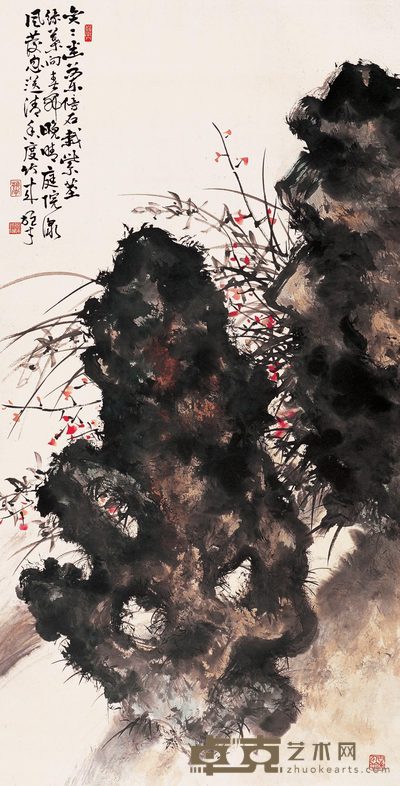 黎雄才 苍石幽兰 立轴 138×68cm